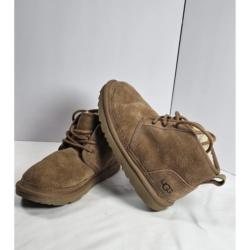 Ugg Unisex Kids Neumel‎ II 1017320K Brown Lace-Up Ankle Chukka Boots Size 3